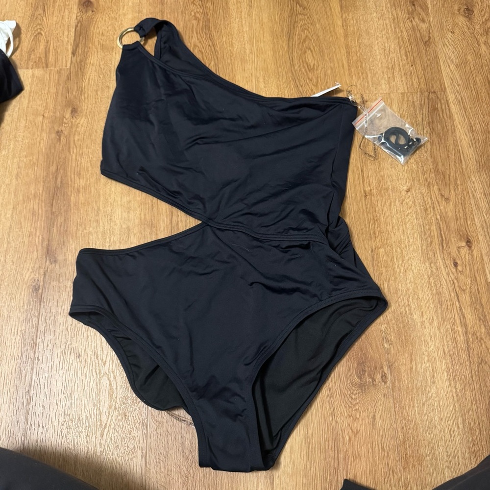 Banana Republic Black One-Shoulder Cut Out Swimsuit NWT